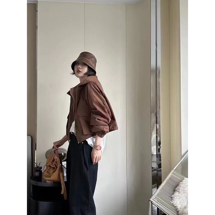 Áo Khoác Trùm Đầu Dáng Rộng Có Túi Thời Trang Mùa Thu Cho Nữ