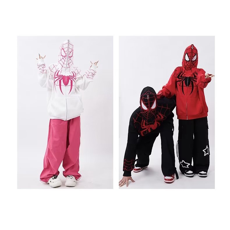 Áo Khoác sweater Có Mũ Trùm Tay Dài In Hình Nhện Kiểu retro Mỹ Thời Trang Mùa Thu 2023 Mới