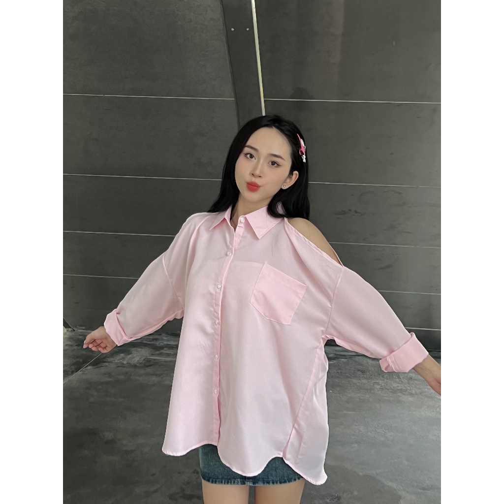 ÁO SƠ MI nữ hở vai dài tay,  Aokhoetvai3469_6K3