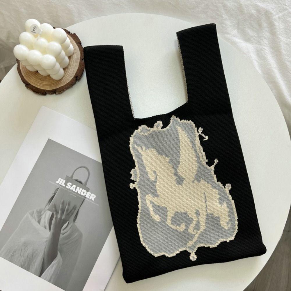 UUMIR Túi tote Đan Len Sức Chứa Lớn Thắt Nút Họa Tiết Hoạt Hình Cho Nữ