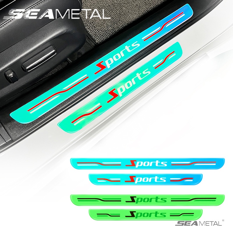 decal dán xe ô tô SEAMETAL 4 Miếng Dán Bậc Thang Xe Hơi Chống Trầy & Nước Phát Sáng