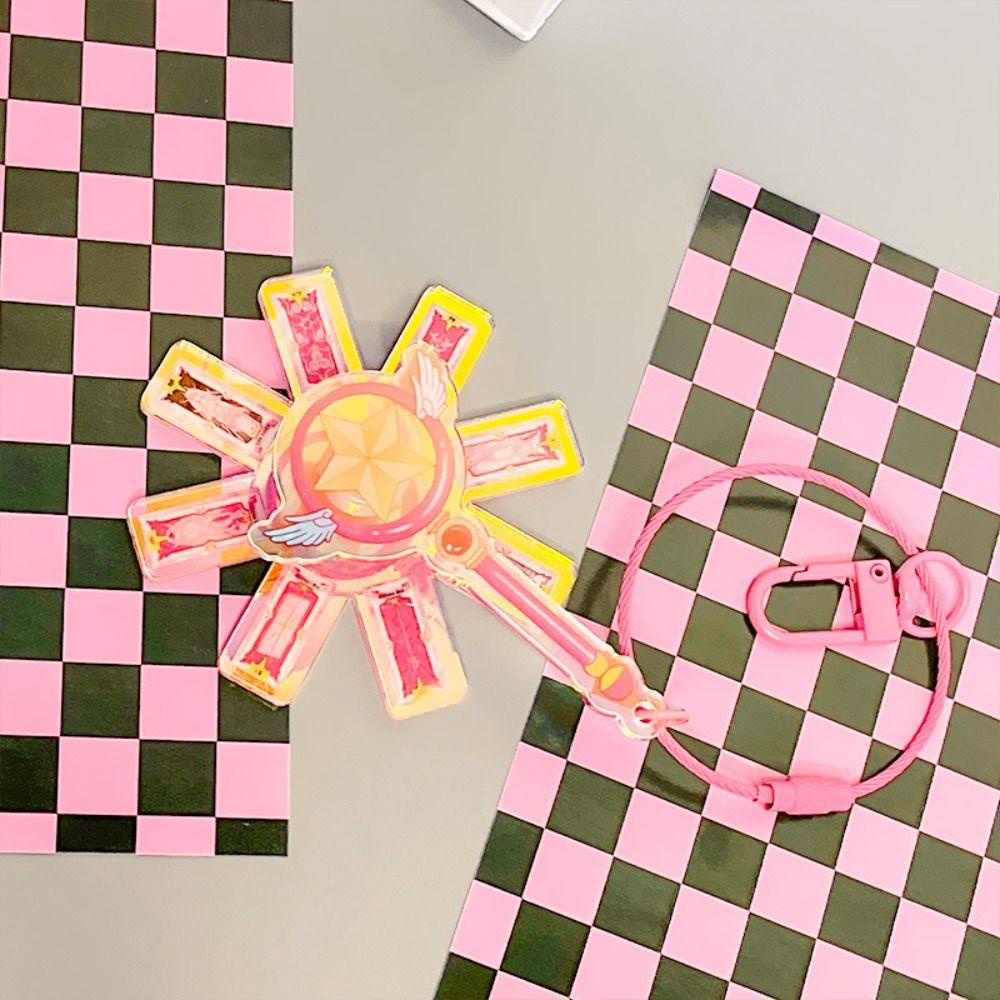Ngàm Gắn Móc Khóa Bằng acrylic laser Hình Thủ Lĩnh Thẻ Bài sakura Hoạt Hình Dễ Thương charms Trong Suốt Cho Nữ