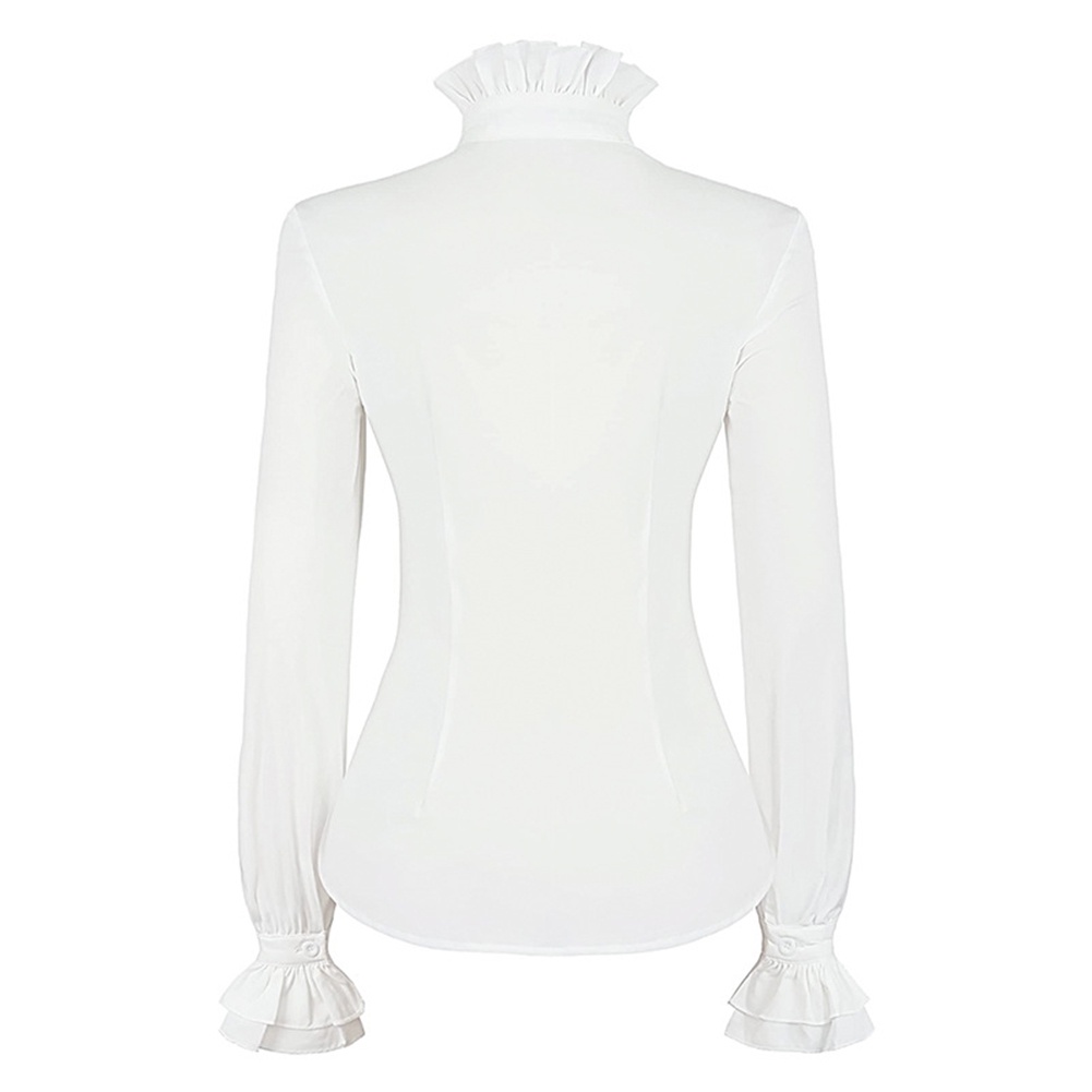 Victoria Áo Sơ Mi polyester Màu Trơn Không Co Giãn Phong Cách vintage