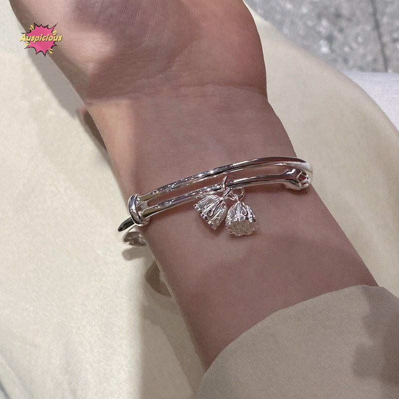 Vòng Tay Bạc Mặt Phật Hình Hoa Sen vintage Thời Trang Quà Tặng Ngày Của Bạn Nữ mobius