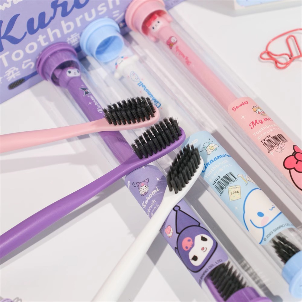 Sanrio Bàn Chải Đánh Răng Sợi Than Tre Hoạt Hình kuromi hello kitty cinnamoroll Nhỏ Gọn Cho Người Lớn Và Trẻ Em