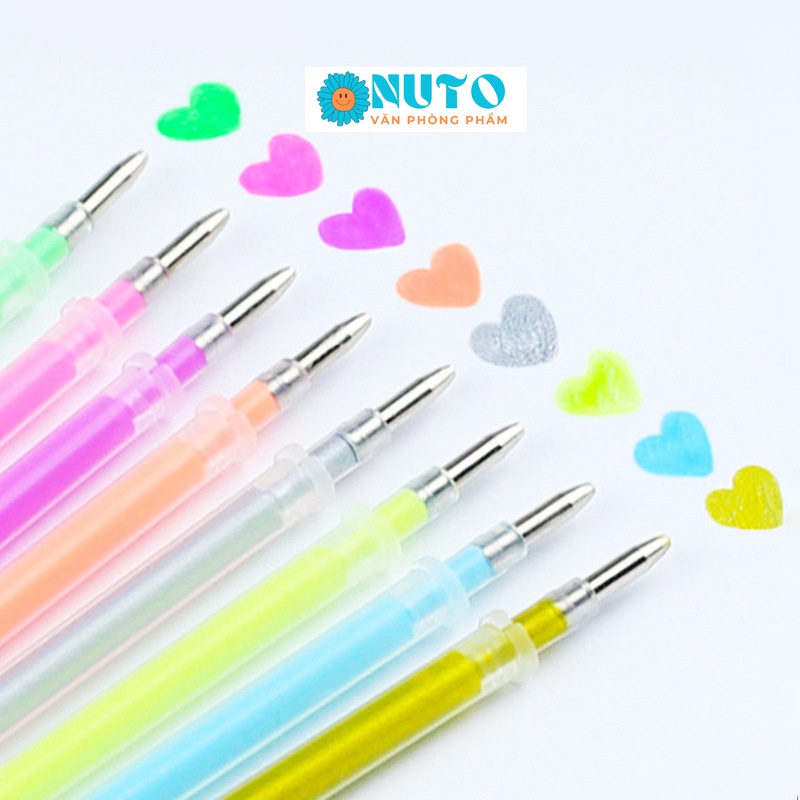 Ngòi bút highlight dạ quang 0.7mm, 9 màu pastel, mực gel, nhanh khô, không nhoè, mực ra đều, trơn văn phòng phẩm nuto