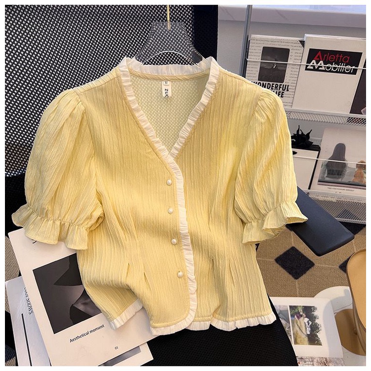 Áo Sơ Mi chiffon Tay Ngắn Cổ Chữ v Thời Trang Mùa Hè Dành Cho Nữ