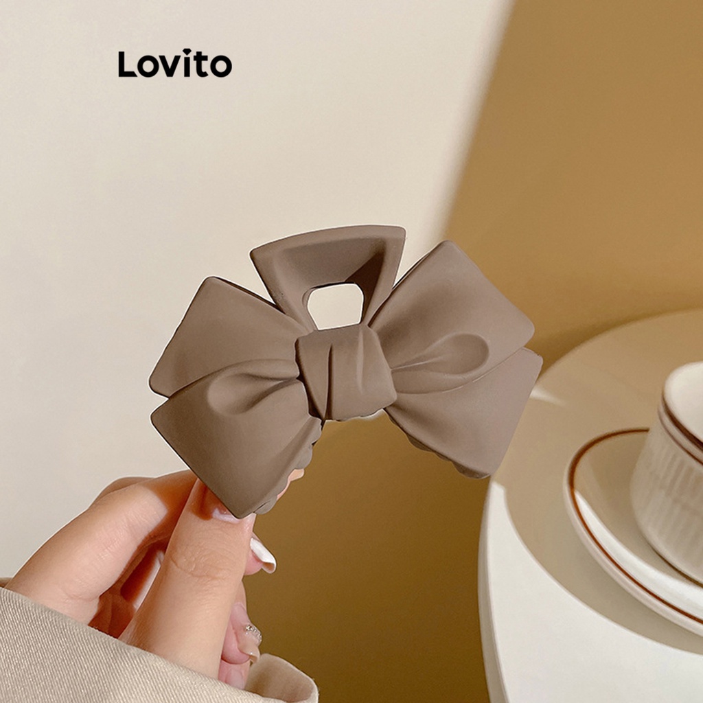 Kẹp tóc Lovito hình nơ màu trơn thường ngày cho nữ L63AD215