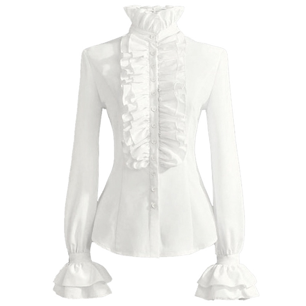 Victoria Áo Sơ Mi polyester Màu Trơn Không Co Giãn Phong Cách vintage