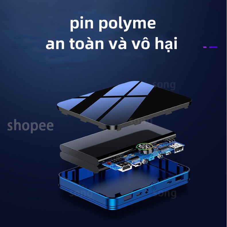 50000Mah Sạc dự phòng Mini Powerbank Di Động Màn Hình Kỹ Thuật Số Pin Siêu Mỏng Đầu Ra Kép Đầu Vào Kép Powerbanks