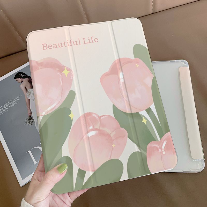 Ốp Máy Tính Bảng Mềm Hình Hoa Có Khe Đựng Bút Chì Cho ipad gen7 / 8 / 9 gen10 pro11 "pro12.9" air4 air5 mini6