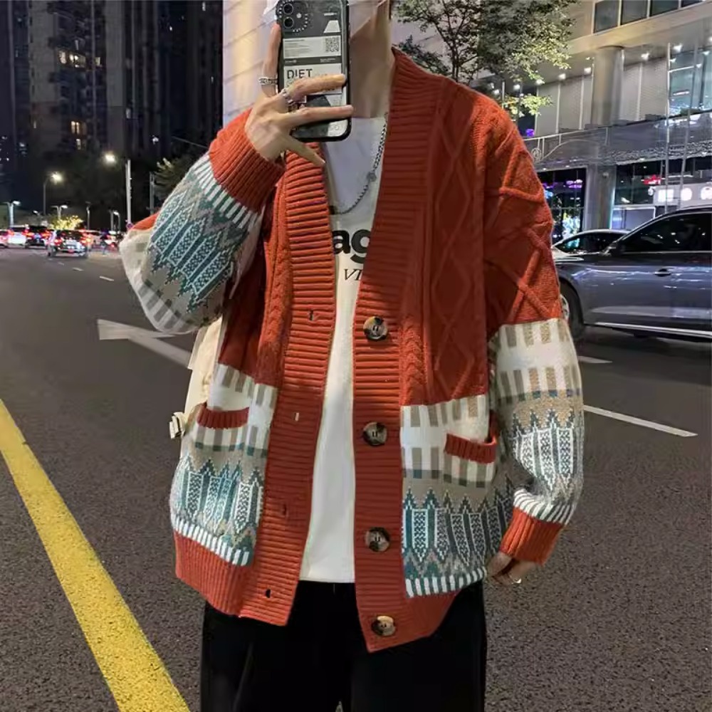 Áo sweater Cao Cấp Phong Cách Đường Phố Hồng Kông Mỹ Thời Trang Thu Đông Cho Nam