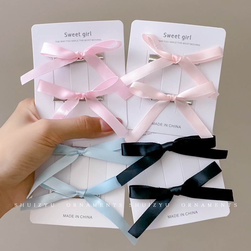 Set 2 Kẹp Tóc Nơ Ruy Băng Dễ Thương Thời Trang Hàn Quốc Cho Nữ