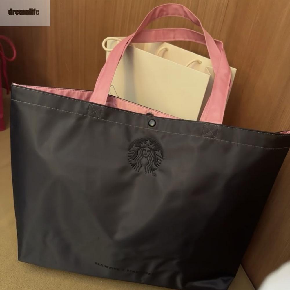 Túi Đeo Vai Bằng nylon Bền Và Thiết Thực Với starbucks Và blackpink Thêu