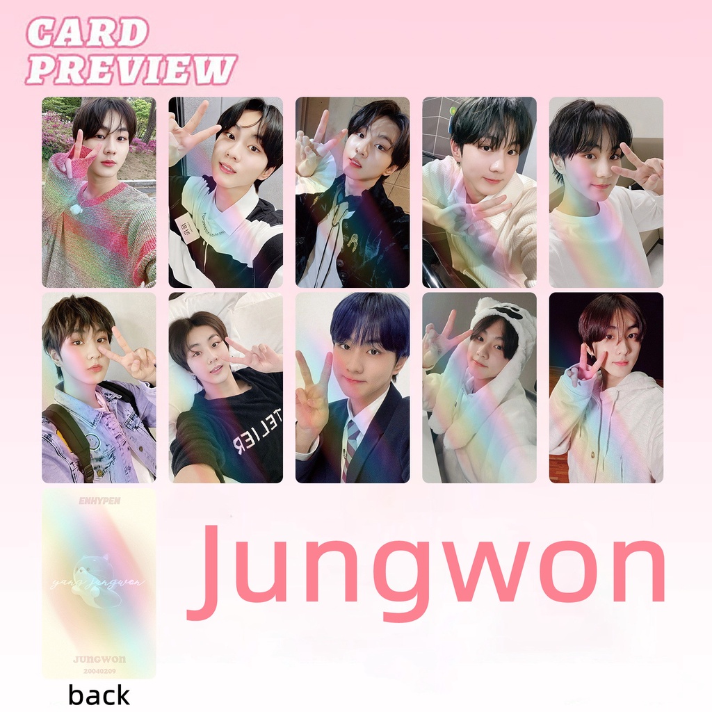 Set 10 Tấm Ảnh laser Hình Ba Chiều yeji mingyu gaeul jungwon rose Jisoo jungkook wonyoung the8 lomo Card Nhóm blackpink en-hypen seventeen Hai Lần