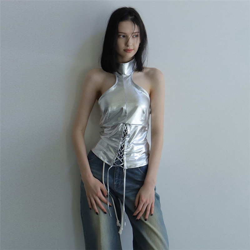Áo tank top Hở Lưng Có Nón Dây Chéo Gợi Cảm Cho Nữ Mới