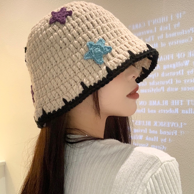 Dễ Thương Nón Tai Bèo Đan Len Thủ Công Thời Trang Thu Đông Hàn Quốc Cho Nữ