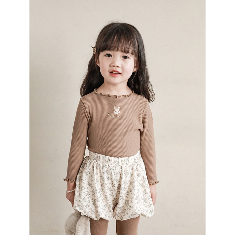 Áo Thun Tay Dài Co Giãn Thoải Mái Thêu Hình Thỏ Dễ Thương Phong Cách Hàn Quốc Cho Nữ  Hàng Có Sẵn Mùa Thu Đông