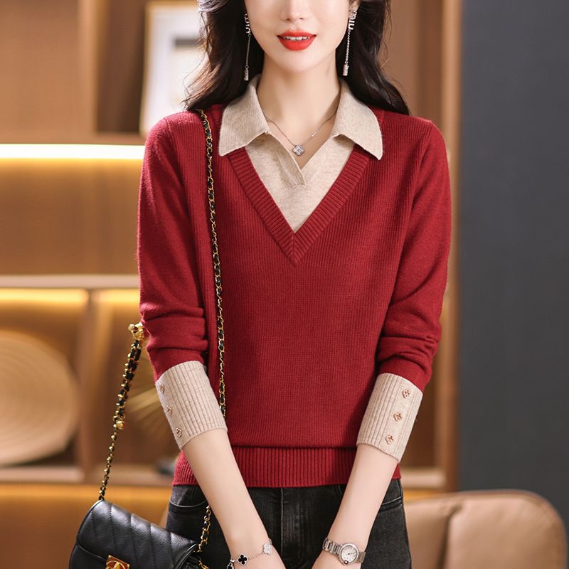 Áo sweater Giả Hai Lớp Dáng Rộng Phong Cách Thời Trang Mùa Thu Mới 2023