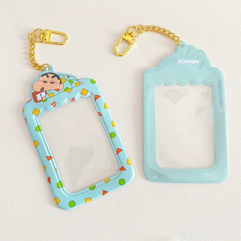 Túi Đựng Thẻ idol / Thẻ Id / Sổ Tay Họa Tiết Cậu Bé Bút Chì shin chan Màu Xanh Dương kpop Zang hao