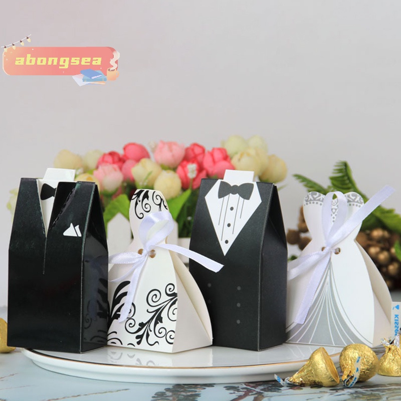 Abongsea Set 20 Túi Đựng Kẹo Cưới Hình Đầm Cô Dâu Chú Rể Đẹp Mắt diy