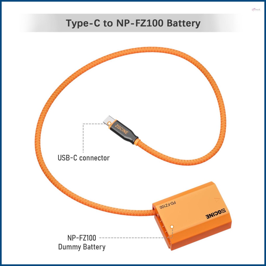 ZGCINE Type-C to LP-E6NH Dummy Battery Power Adapter - Reliable Power Source for Canon 60D/60Da/70D/80D/90D Cameras