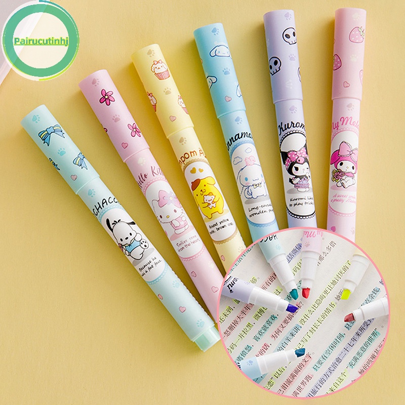 SANRIO Parucutin Hộp 6 Bút Màu Đa Năng Dễ Thương Cho Nữ