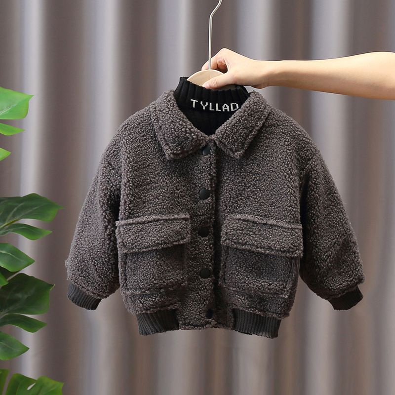 Áo Khoác Lông Cừu Dày Dặn Thời Trang Thu Đông Cho Bé Trai