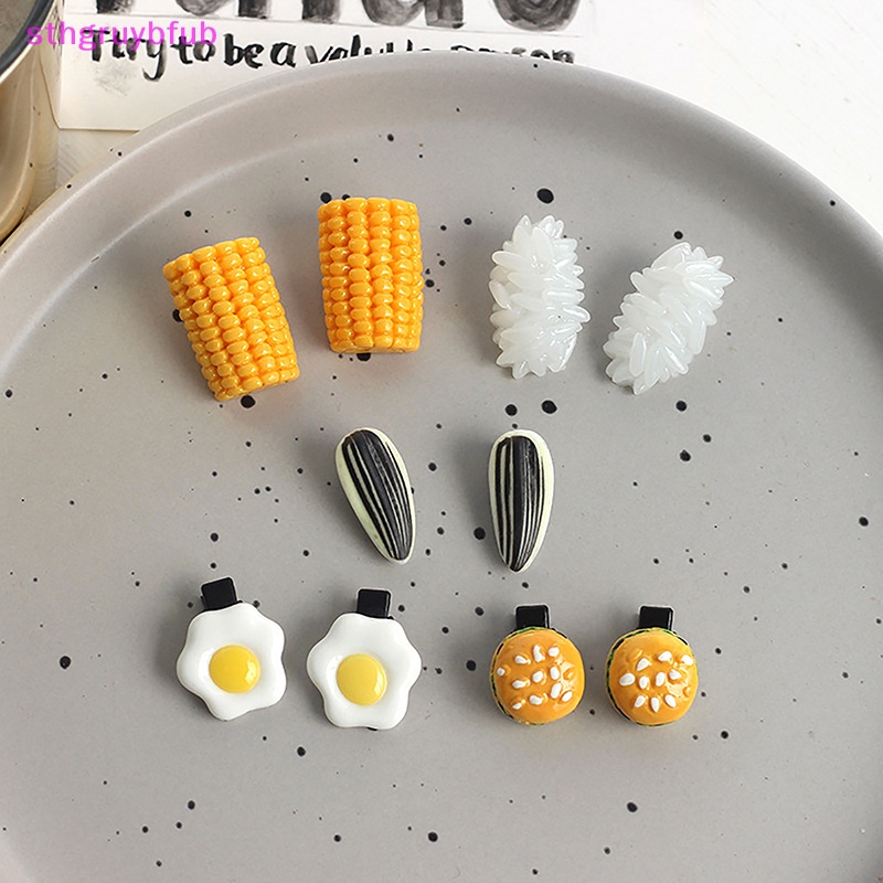 Sthb Kẹp Tóc Trang Trí Hình Thức Ăn Mô Phỏng Hạt Ngô / Cơm Nắm Dễ Thương Vui Nhộn Làm Quà Tặng Cho Bé Gái vn