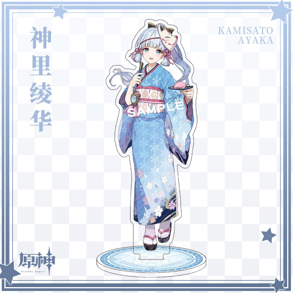 Mô hình Standee Anime Genshin Impact Kaedehara Kazuha Kamisato Ayaka decor góc học tập để bàn làm việc cao 15cm