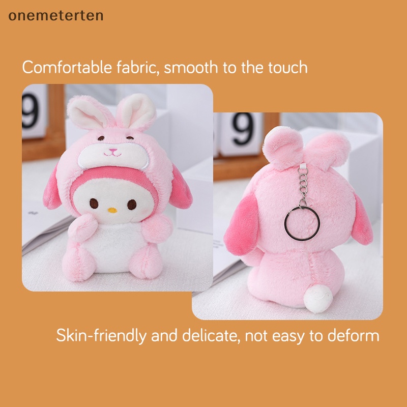 Rten kawaii sanrios Thỏ cinnamoroll Nhồi Bông Mềm Mại Có Móc Khóa Trang Trí Túi Xách