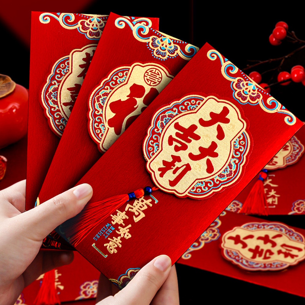 Bao Lì Xì Đỏ 2024 Đính Tua Rua Phong Cách Trung Hoa Dùng Làm Quà Tặng Đám Cưới / Truyền Thống