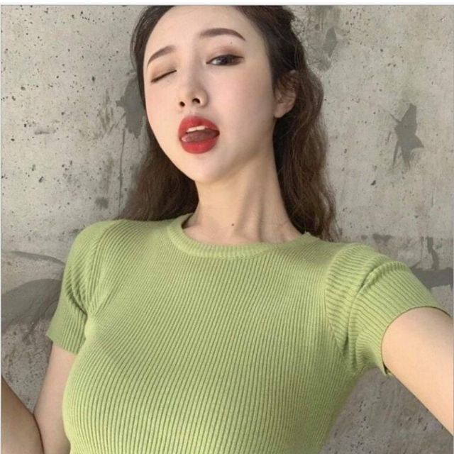 Áo Thun Ôm Body cổ Tròn Ngắn Tay Chất Gân Đẹp Có Size S - Rosa - Mã - AA.0022