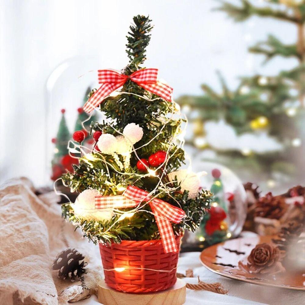Cây Thông Giáng Sinh mini Bằng pvc Có Đèn led Trang Trí Bàn Làm Việc 20cm 30cm 40cm