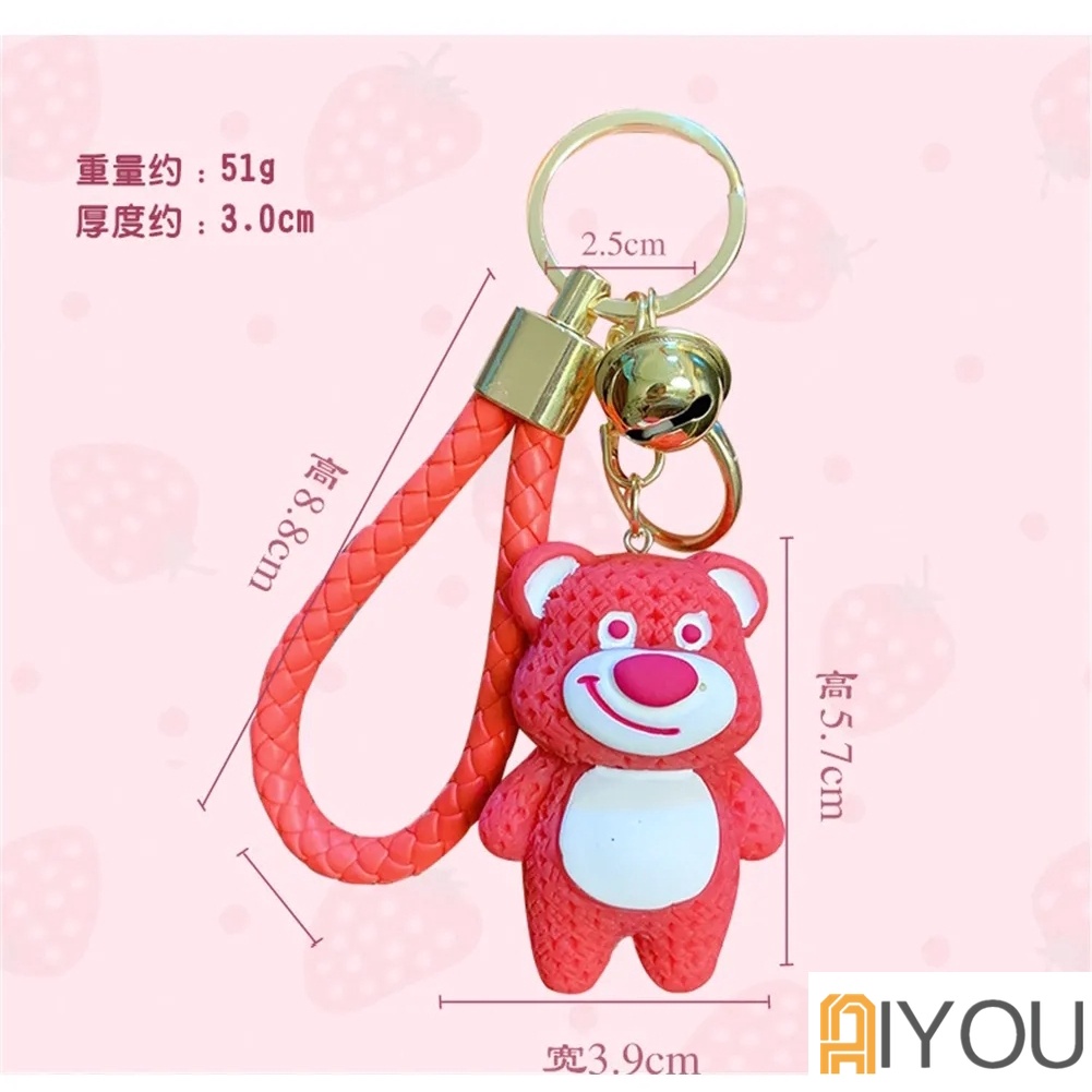 Móc Khóa Cao Cấp Gấu Dâu Hồng Siêu Cute Mẫu Mới