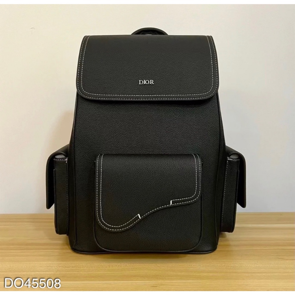Balo Dio Saddle Backpack da sần cao cấp - Balo da nam nữ chỉ trắng đi chơi đi học siêu đẹp