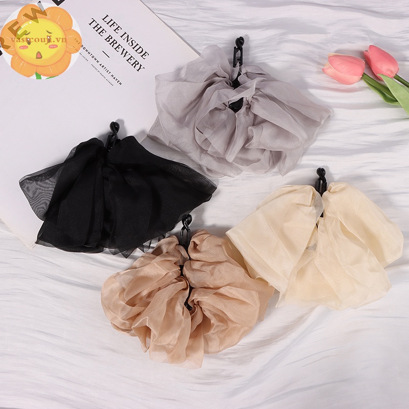 Vastji Kẹp Tóc Đuôi Ngựa Chất Liệu chiffon Đính Nơ Phong Cách vintage Cho Nữ vn