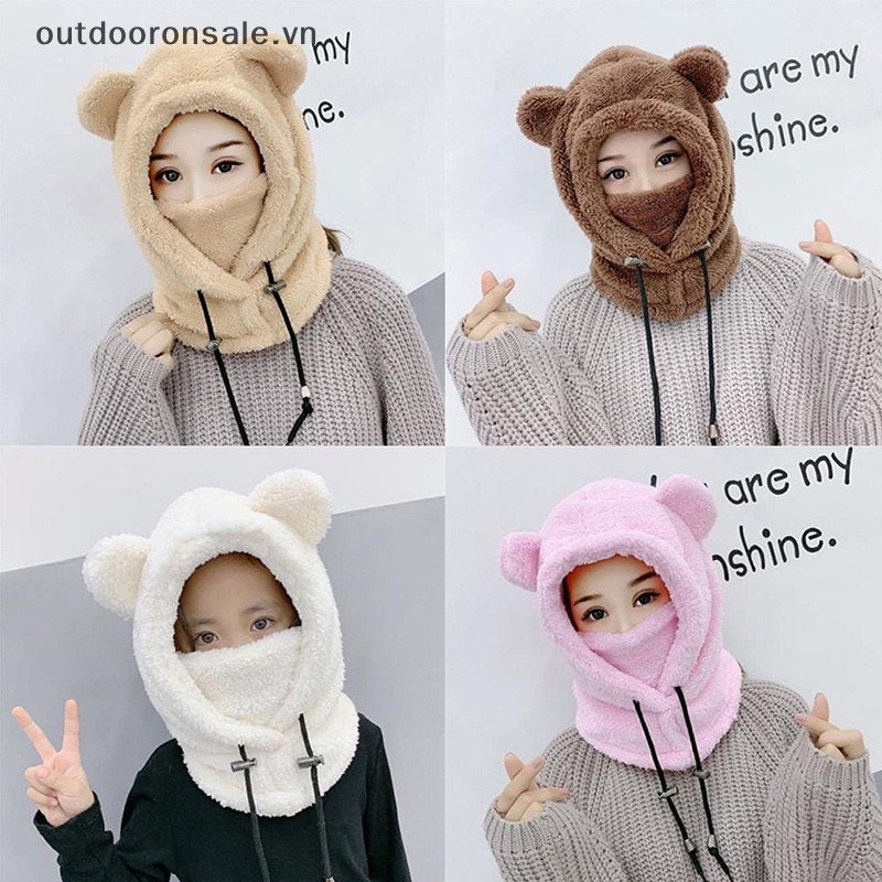 Mũ Trùm Đầu Giữ Ấm Tai Gấu Bông Dễ Thương Dành Cho Người Lớn Ngoài Trời