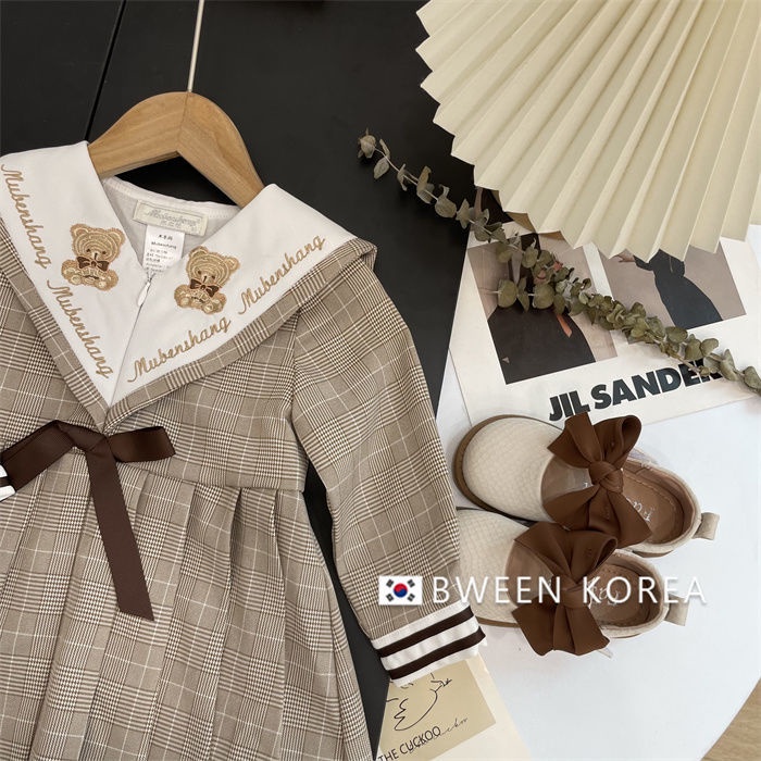 Đầm Công Chúa In Chữ Và Gấu Hoạt Hình Phong Cách Hàn Quốc Thời Trang Mùa Thu Dành Cho Bé Gái