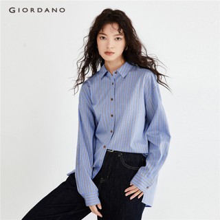 Áo sơ mi GIORDANO 18343918 tencel dáng rộng cổ nơ ruy băng dành cho nữ