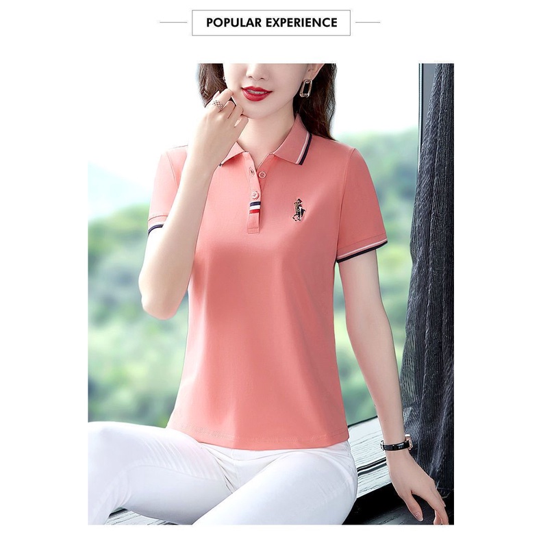Áo Thun polo 100% Cotton Tay Ngắn Dáng Rộng Phong Cách Mới Cho Nữ