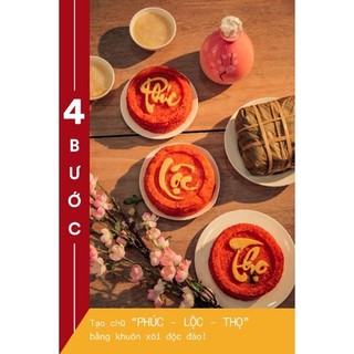 Bộ 3 khuôn xôi tạo hình phúc lộc thọ tiện lợi.