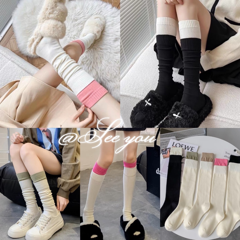 Vớ Có Vòng Bít Đôi Thời Trang Của Phụ Nữ Vớ Đầu Gối Bắp Chân Đống Vớ Chắp Vá