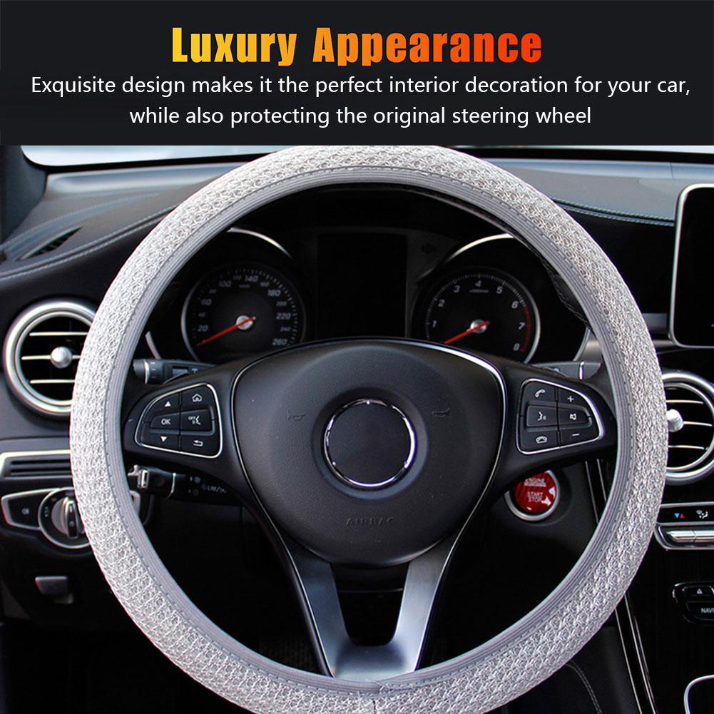 Vỏ Bọc Vô Lăng Xe Hơi Bằng Lụa Lạnh Phối Lưới Thoáng Khí k1p8