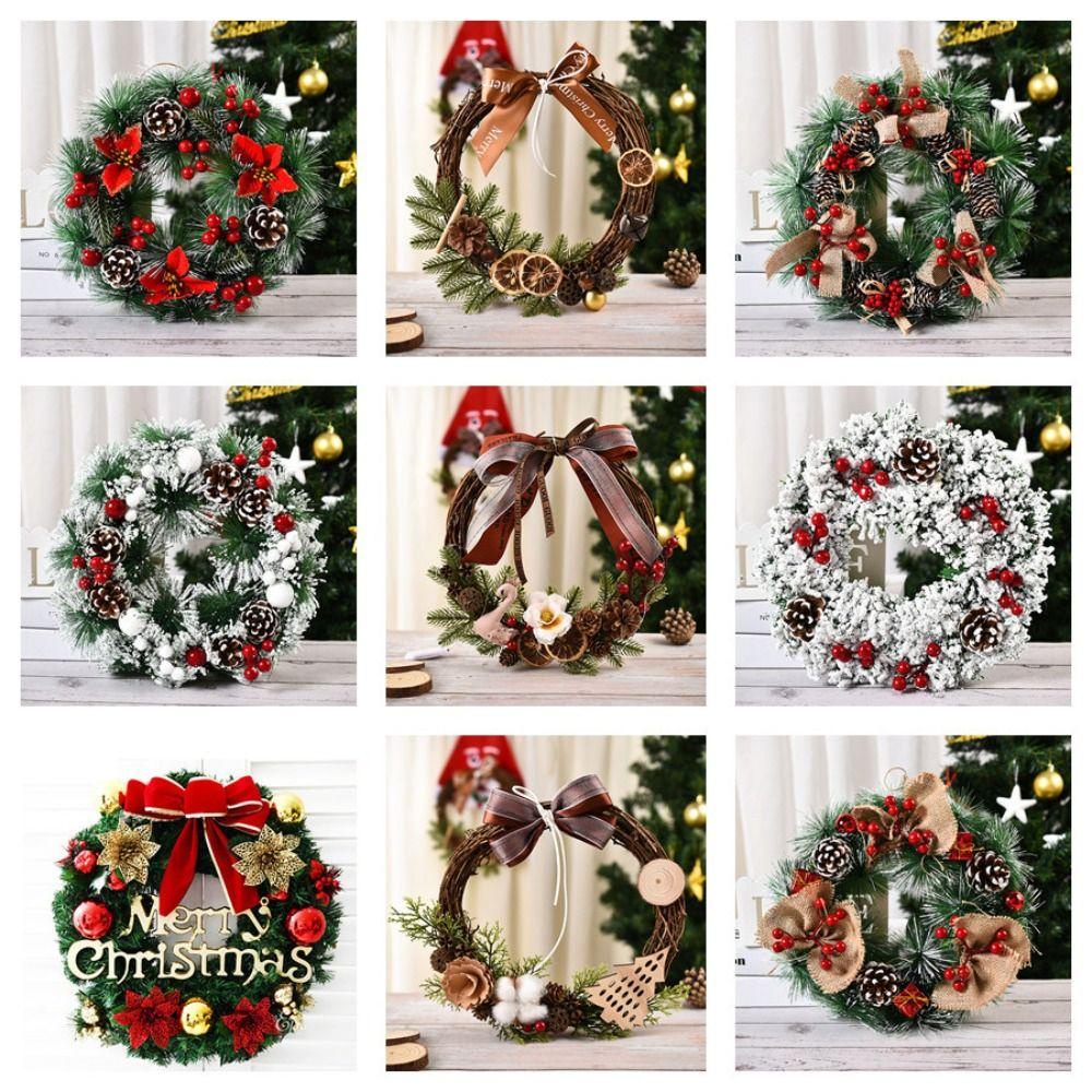 Muvako Vòng Lá Thông handmade Treo Tường Trang Trí Giáng Sinh
