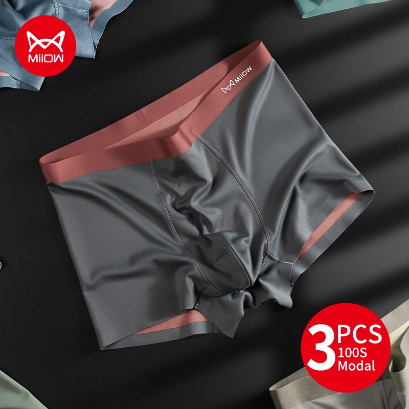 Miiow Bộ 3 Quần Lót Boxer Ngắn Màu Đỏ mrdg8803 Cho Nam