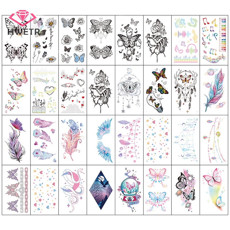 Hình Xăm Dán Tạm Thời Hình Bướm Phát Quang Độc Đáo Mới