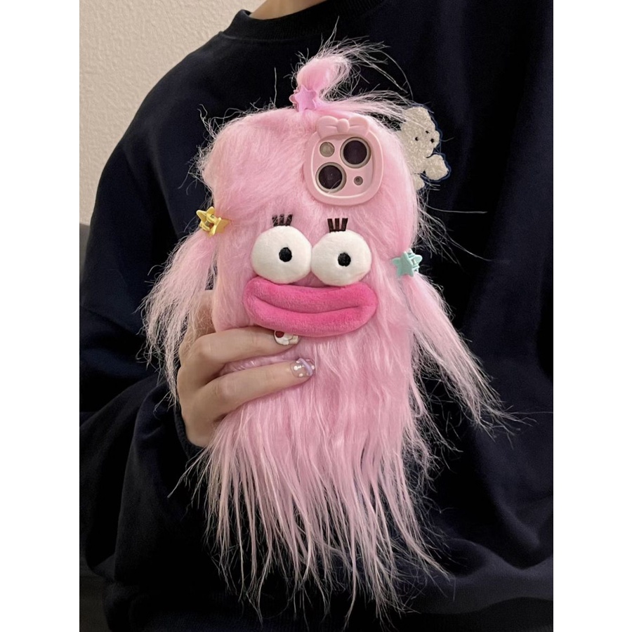 Ốp Điện Thoại Phủ Lông Họa Tiết Quái Vật Dễ Thương Chống Rơi Cho Iphone 14promax 13 11 14pro 13pro 14