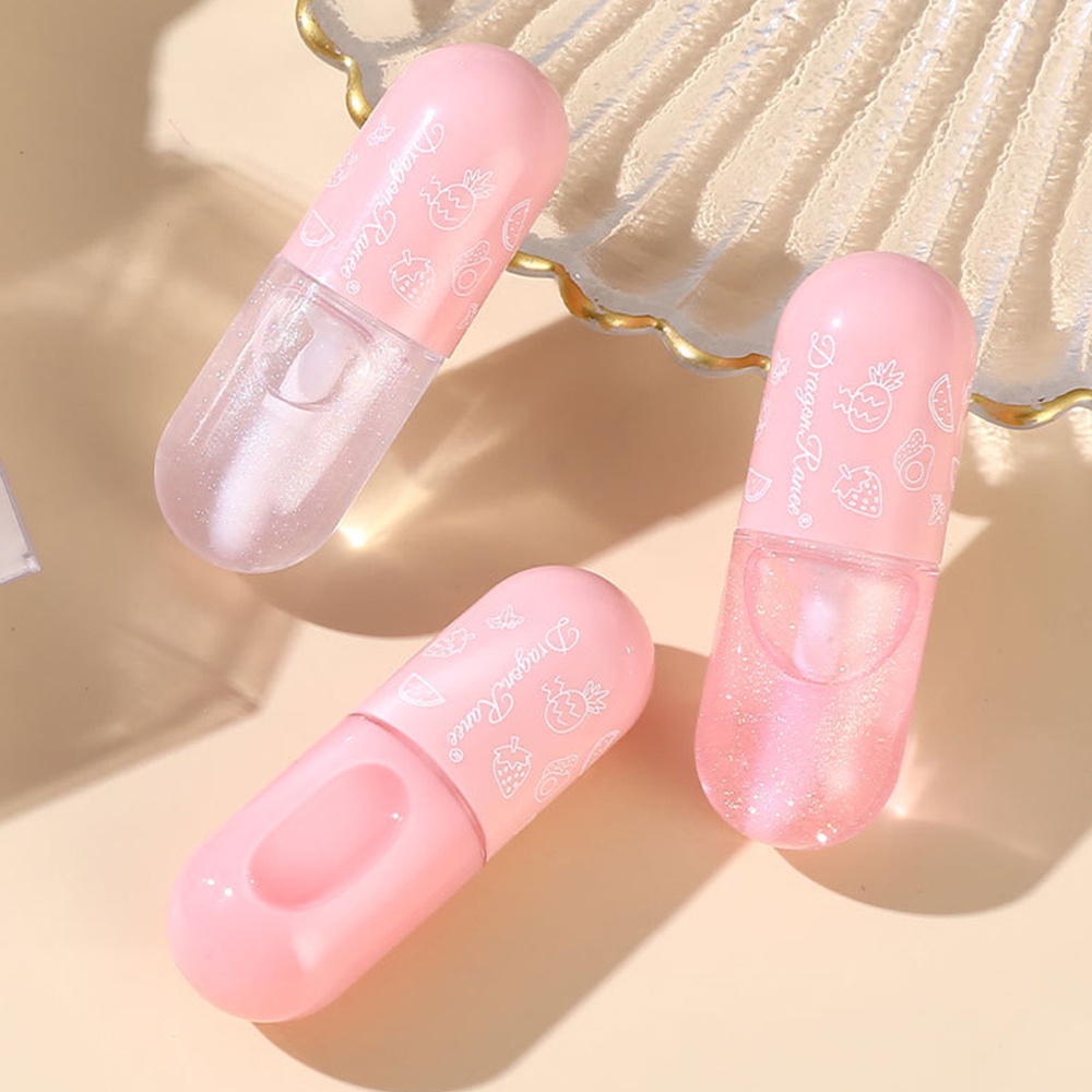Dragonranee Mirror Bear Cute Doodle Lip Glaze Nữ sinh Son môi không thấm nước dễ thương