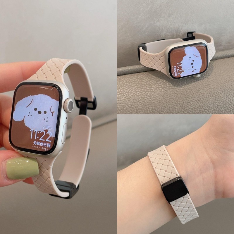 Dây Đeo Đồng Hồ Từ Tính Bằng silicone Siêu Mỏng Cho i-watch series 7 8 se 6 5 3 40mm 40mm 41mm 42mm 44mm 45mm 49mm 38mm
